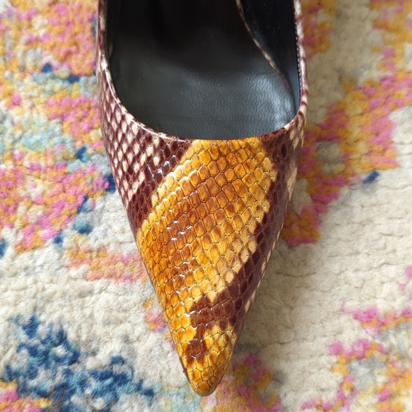 Anine Bing Devon Python Embossed Leather Pointed Toe High Heel Pumps Brown 38 - Picture 11 of 15